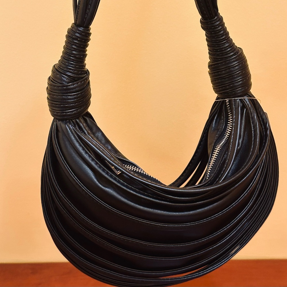 Tubular leather look bag Black